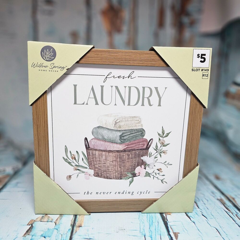 Fresh Laundry Framed Wall Decor Sign 8x8 Farmhouse Laundry Room Willow Spring